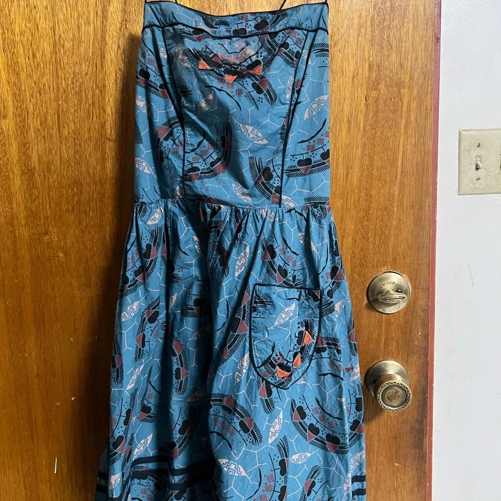 Silence + noise Strappy Dress with Feather Print western Indy - Picture 1 of 4